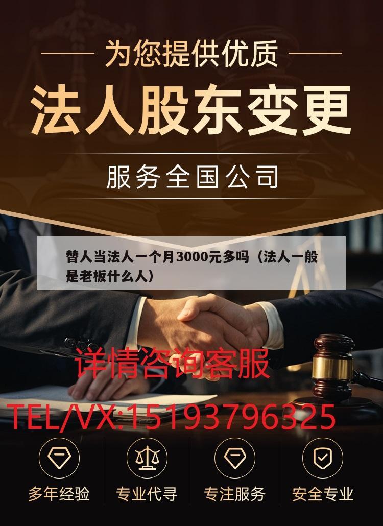 替人当法人一个月3000元多吗（法人一般是老板什么人）